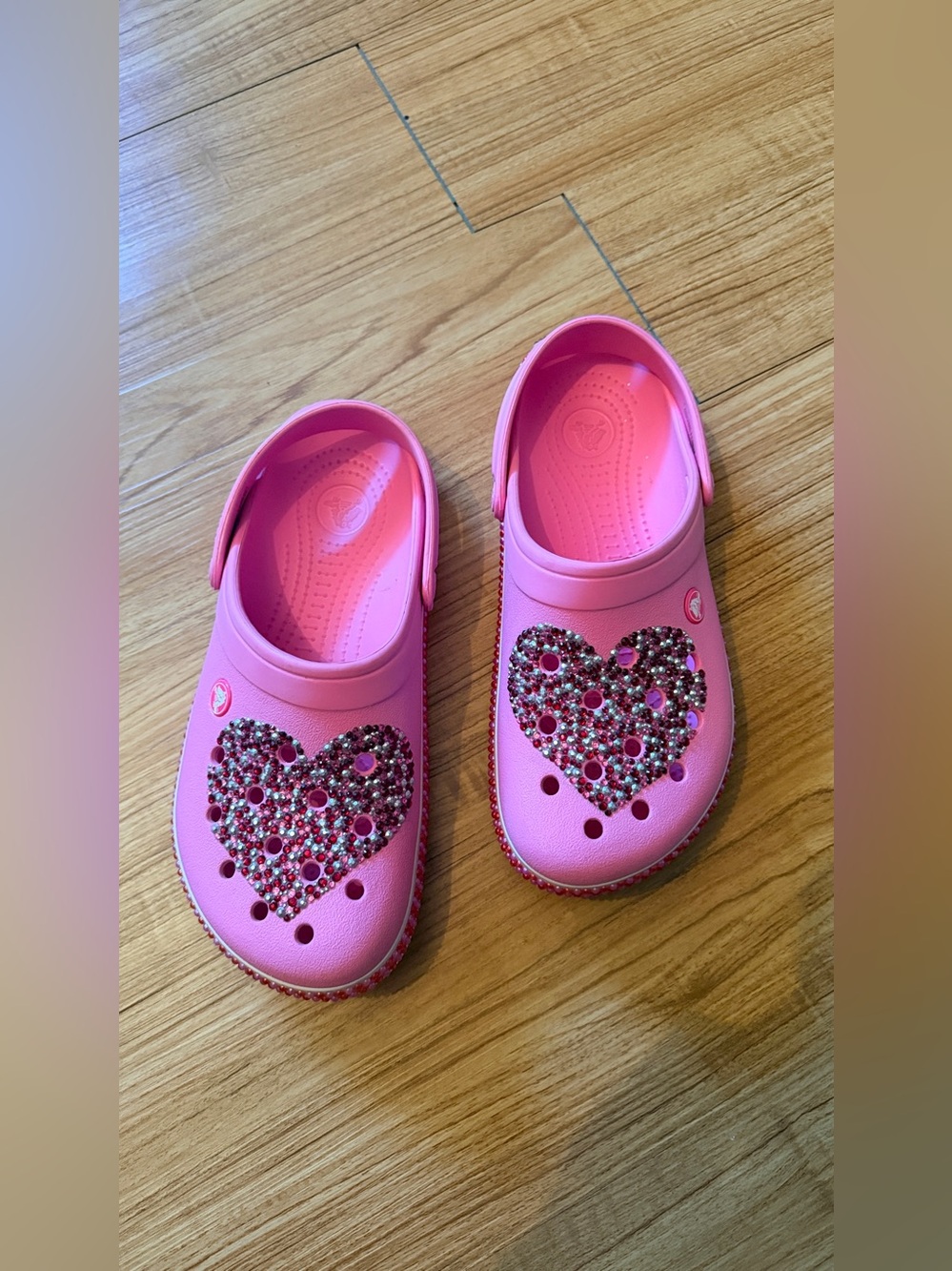 Crocs bedazzled heart shaped